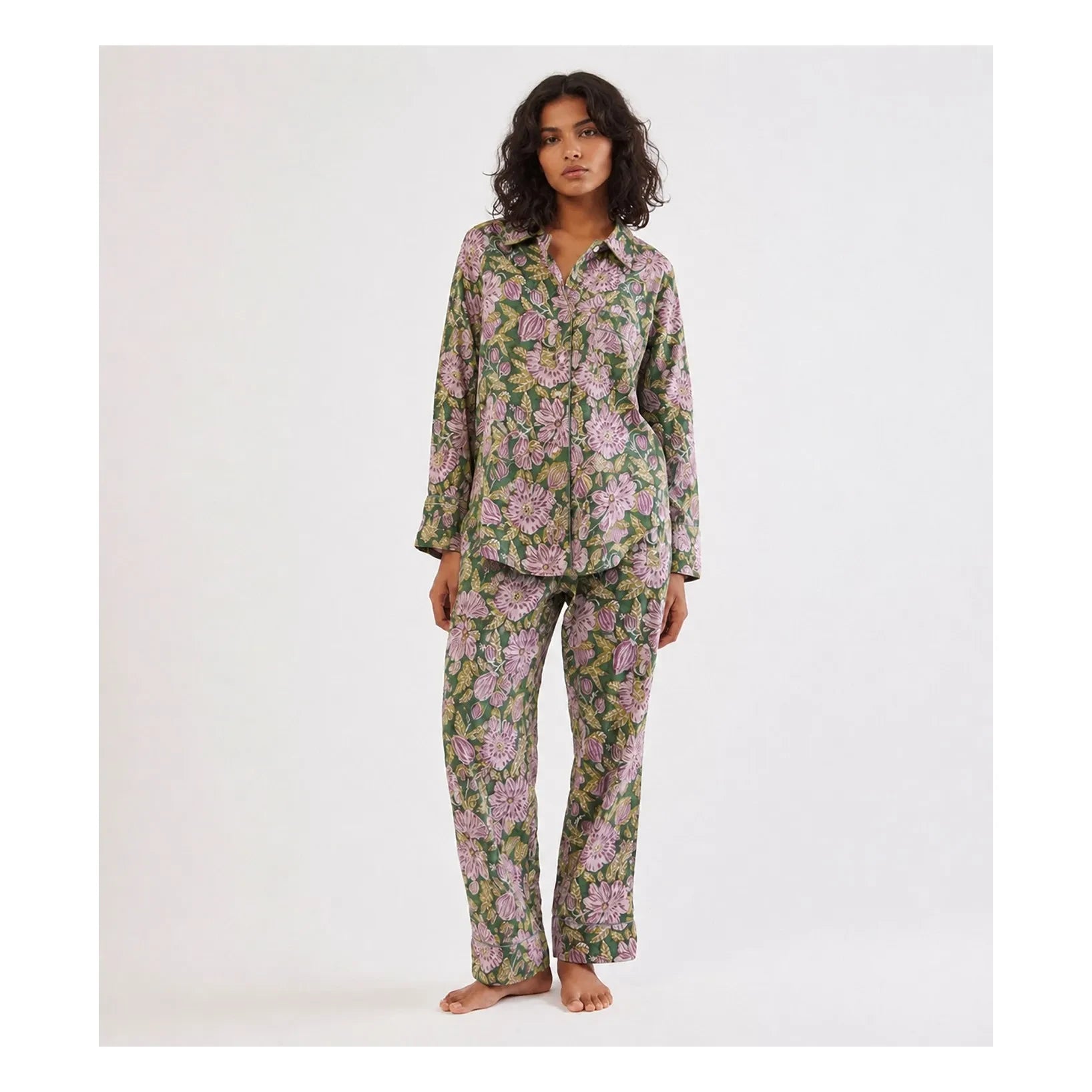 Folkloore - Çiçekli Pijama - Kadın Koleksiyonu | Yeşil