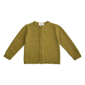 Lililotte – Pointelle Victoire Strickjacke aus Bio-Baumwolle | Olive