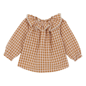 birinit - Set Vichy Bluse und Bloomer aus Bio-Baumwolle | Karamell