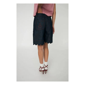 Stella Nova - Besetzte Baumwollshorts | Dunkelblau