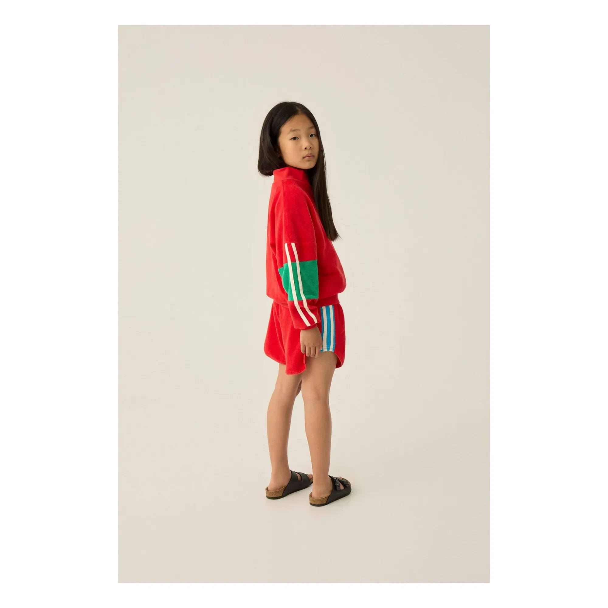 The Campamento - Retro Terry Shorts with Contrast Stripes | Red