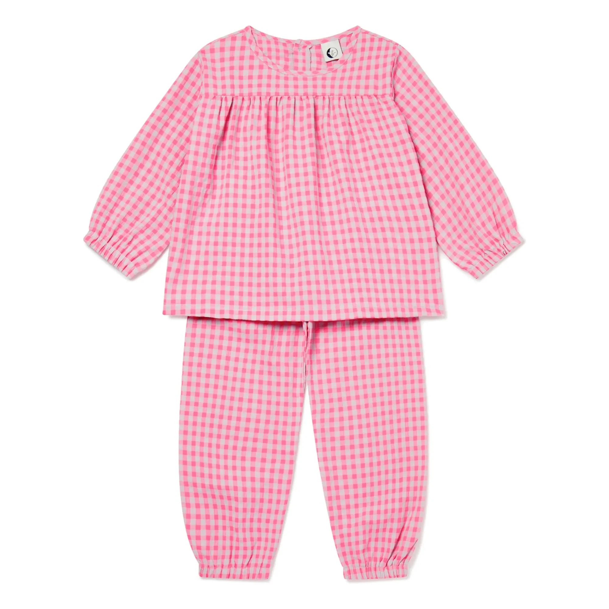 Sleepy Doe - Gingham Seersucker Organic Cotton Pajamas | Pink