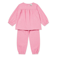 Sleepy Doe - Gingham Seersucker Organic Cotton Pajamas | Pink