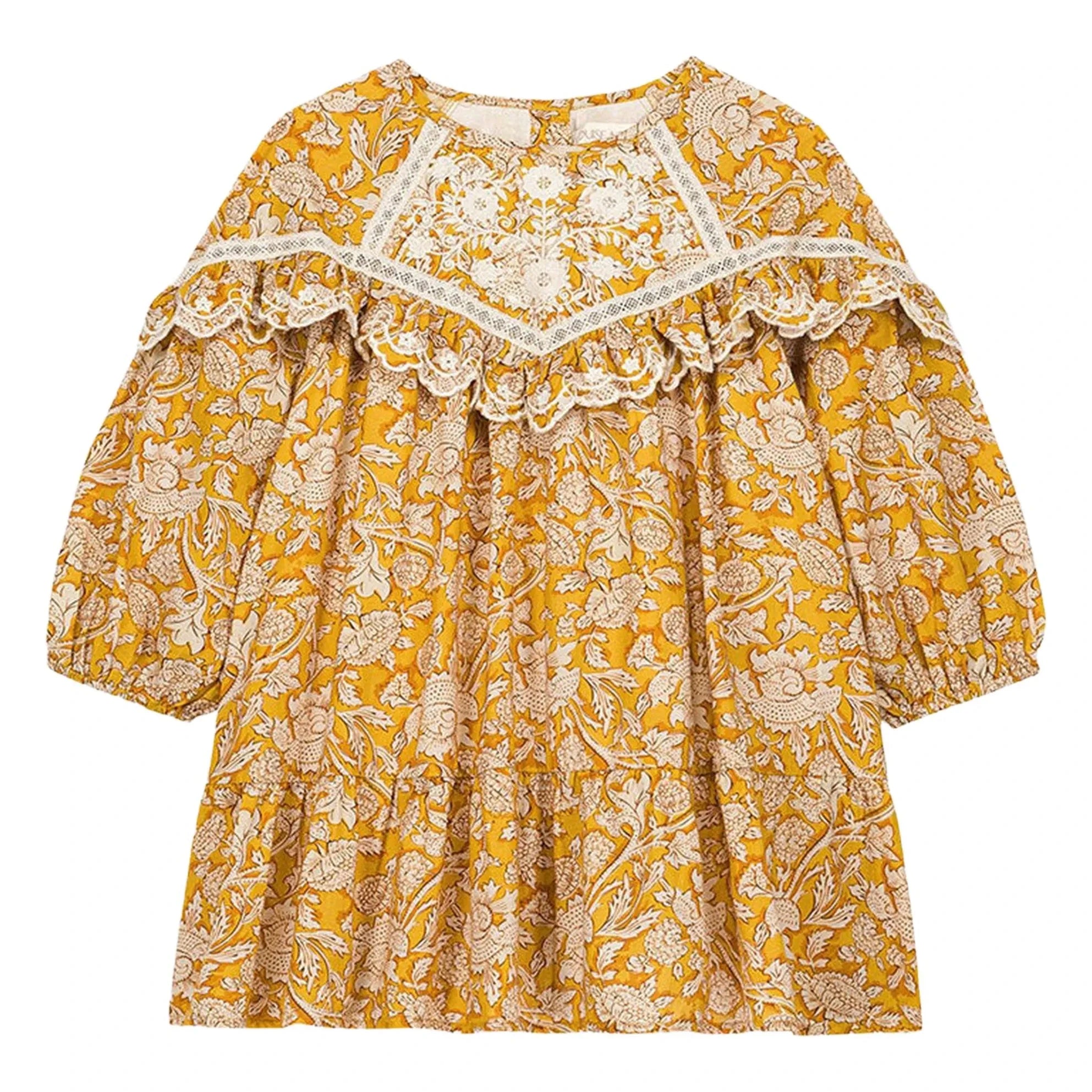 Louise Misha - Orana Fleurie Bio-Baumwollkleid | Honig