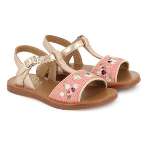 Pom d'Api - Sandaletler Plagette Raphia Brod | Pembe