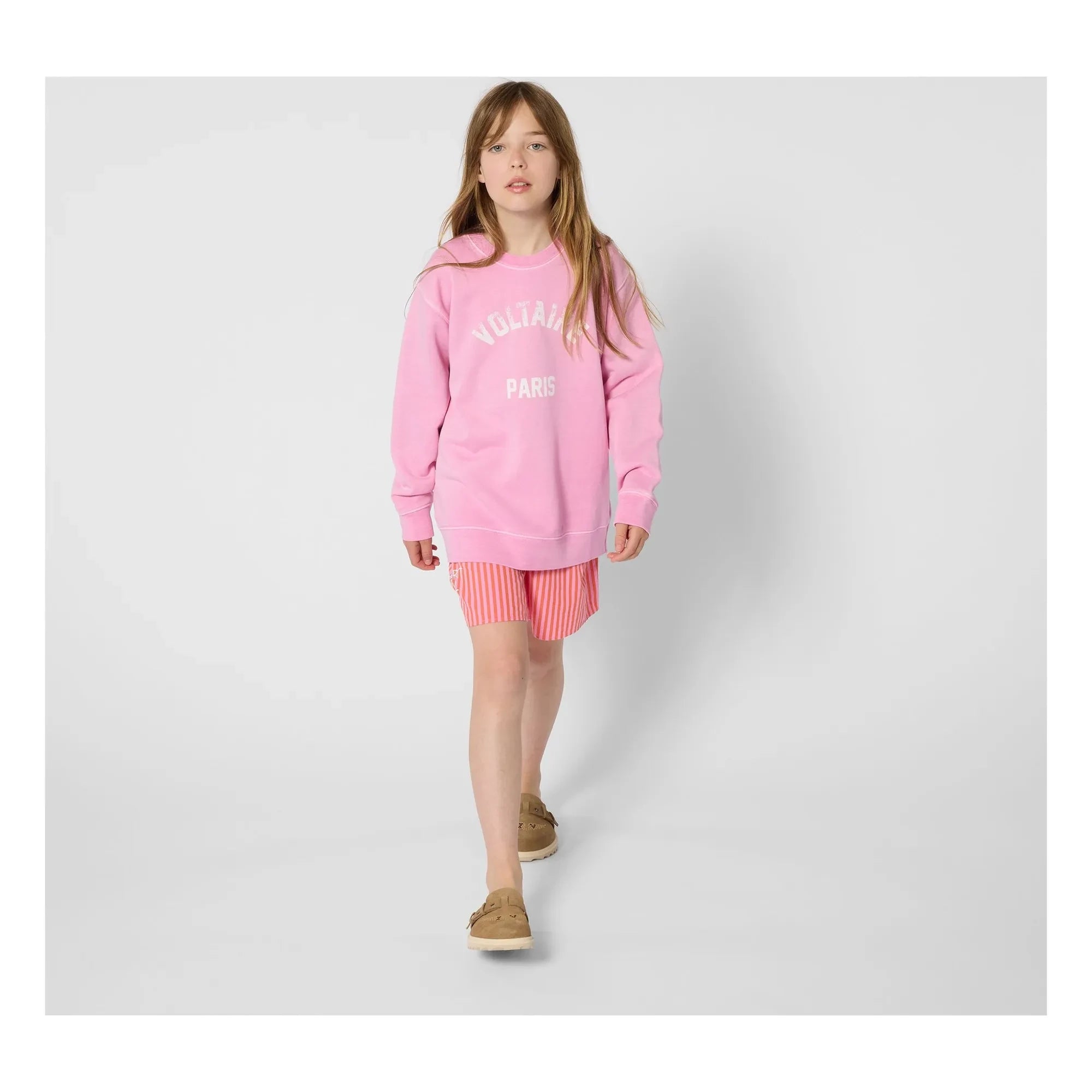 Zadig & Voltaire - Çizgili Elastik Belli Bermuda Şort | Pembe