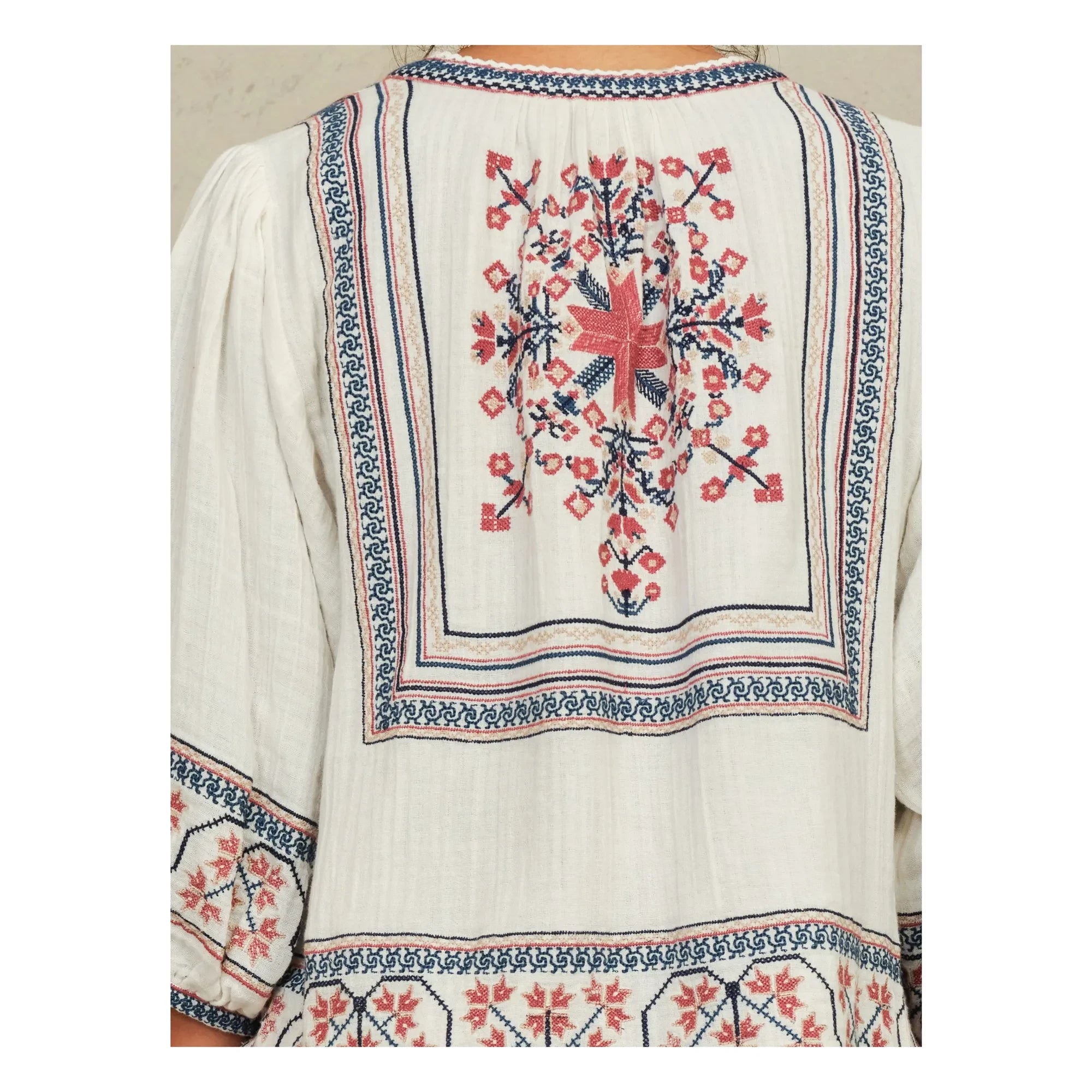 M.A.B.E. - Calista Cotton Embroidered Jacket | Ecru