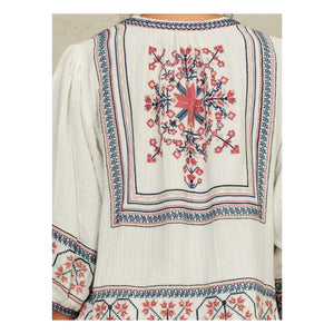 M.A.B.E. - Calista Cotton Embroidered Jacket | Ecru