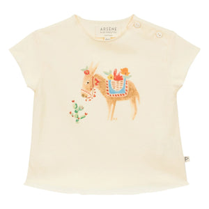 Arsène et Les Pipelettes - Short-Sleeve Organic Cotton Baby Horse | Ecru