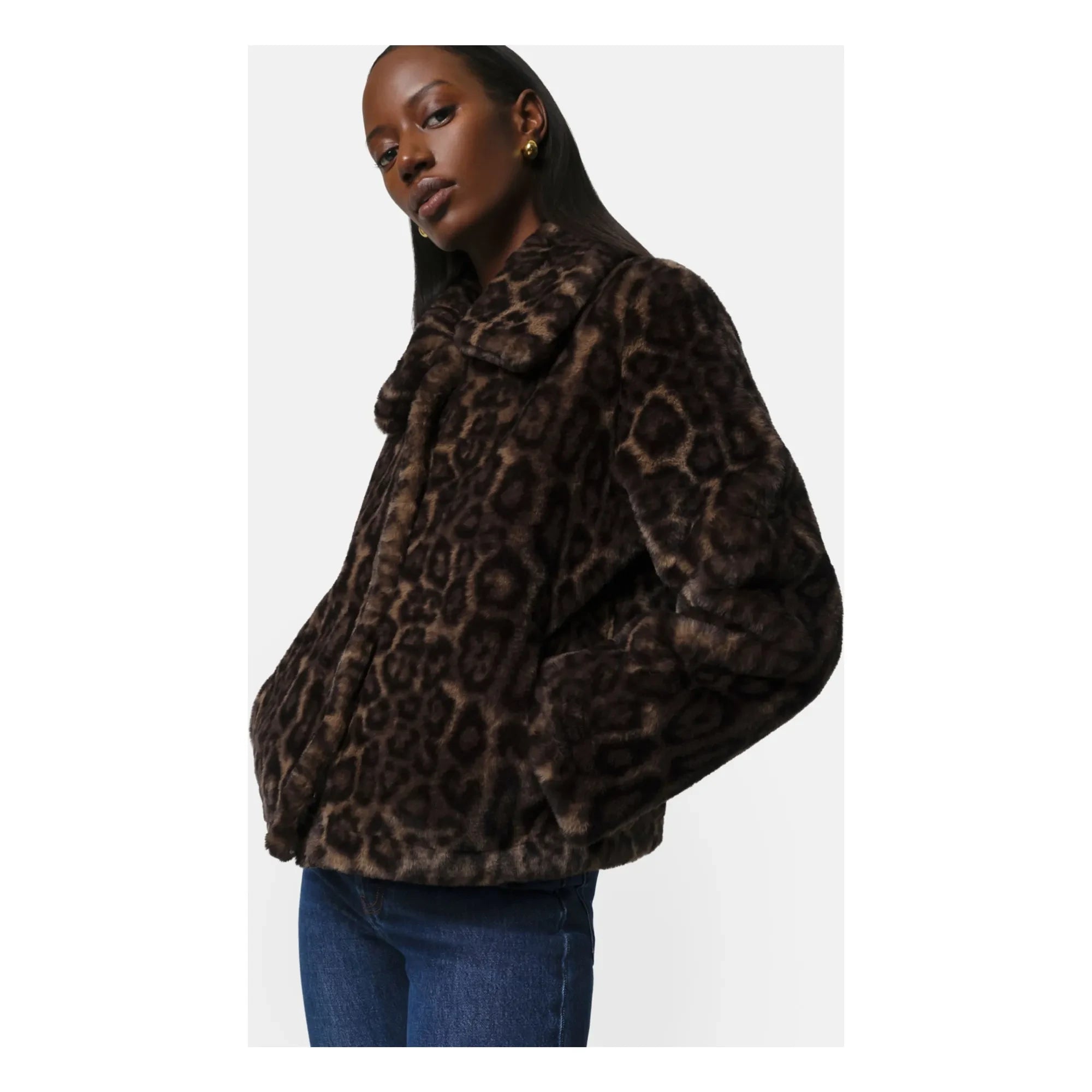 Apparis - Elis Leopard Recycled Fibre Jacket | Brown