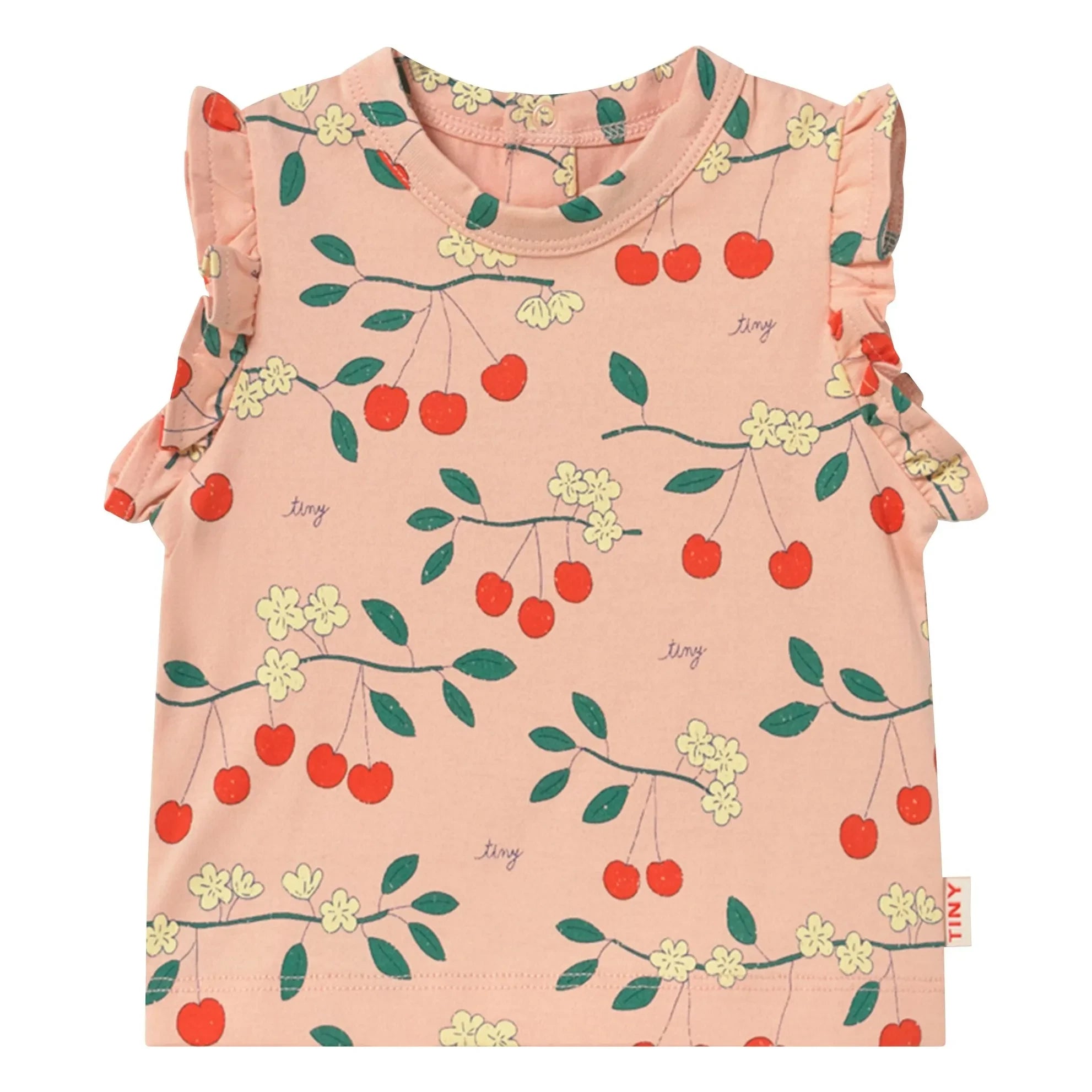 Tinycottons - Cherry ruffle T-shirt Organic cotton | Pink