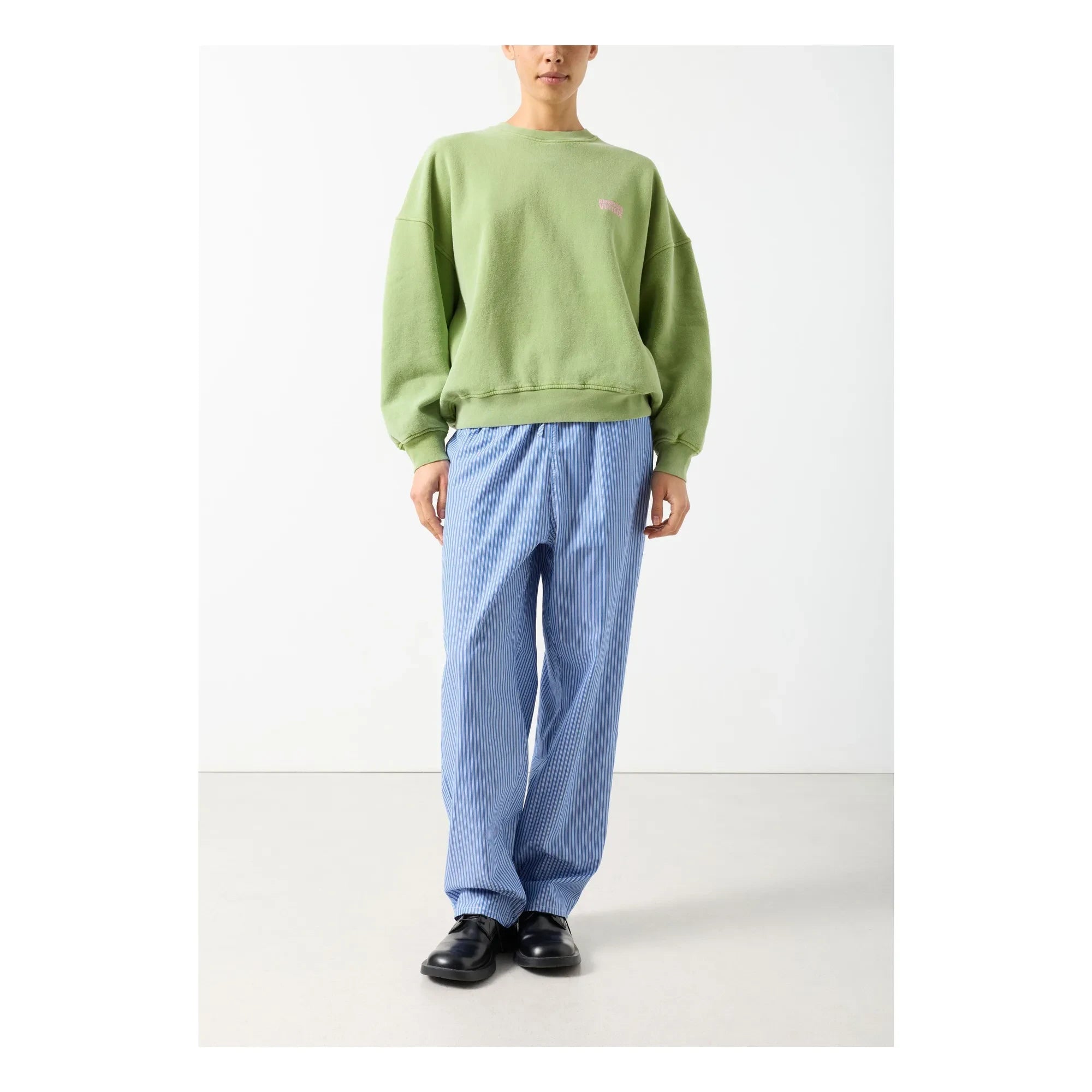 American Vintage - Plizzy Pamuklu Sweatshirt | Soluk Yeşil