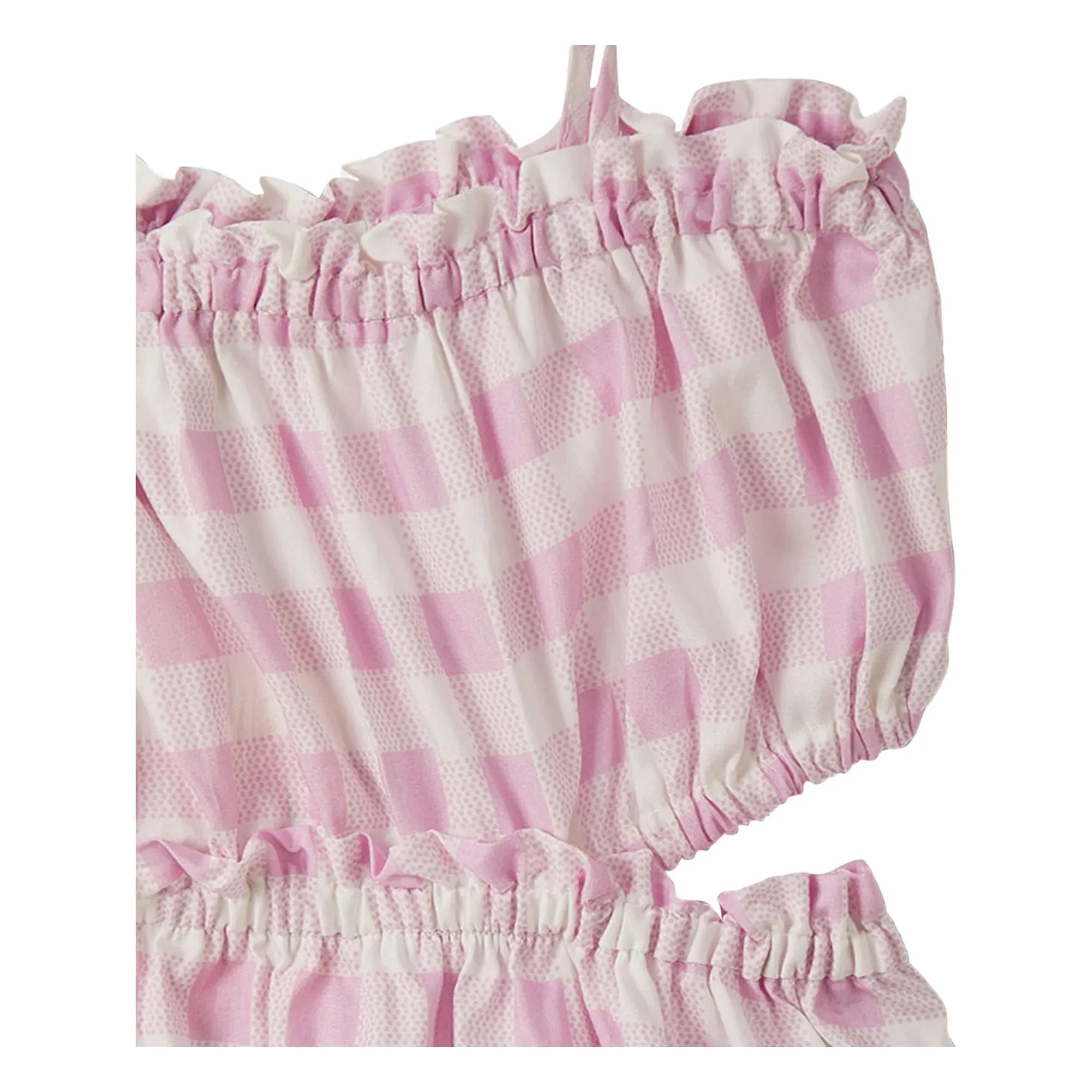 Fabula - Kruvaze Vichy elbise | Açık Pembe