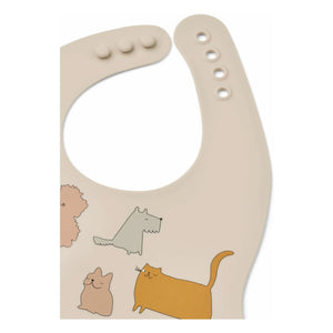 Liewood - Ember Silicone Bibs - Set of 2 | Cat and Dog / Sand