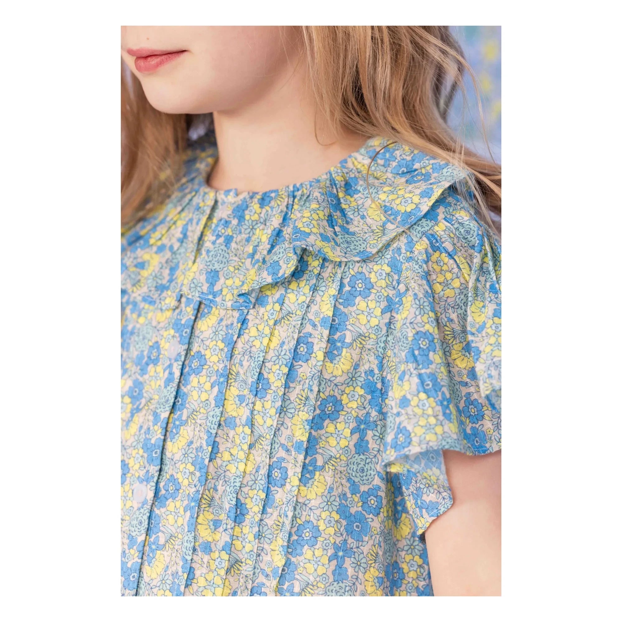 Bonton - Bluz Claudine Yaka Nancy Çiçekli | Mavi