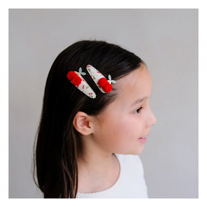 Mimi & Lula - 2er Set Kirsch-Pompon-Haarspangen | Rot