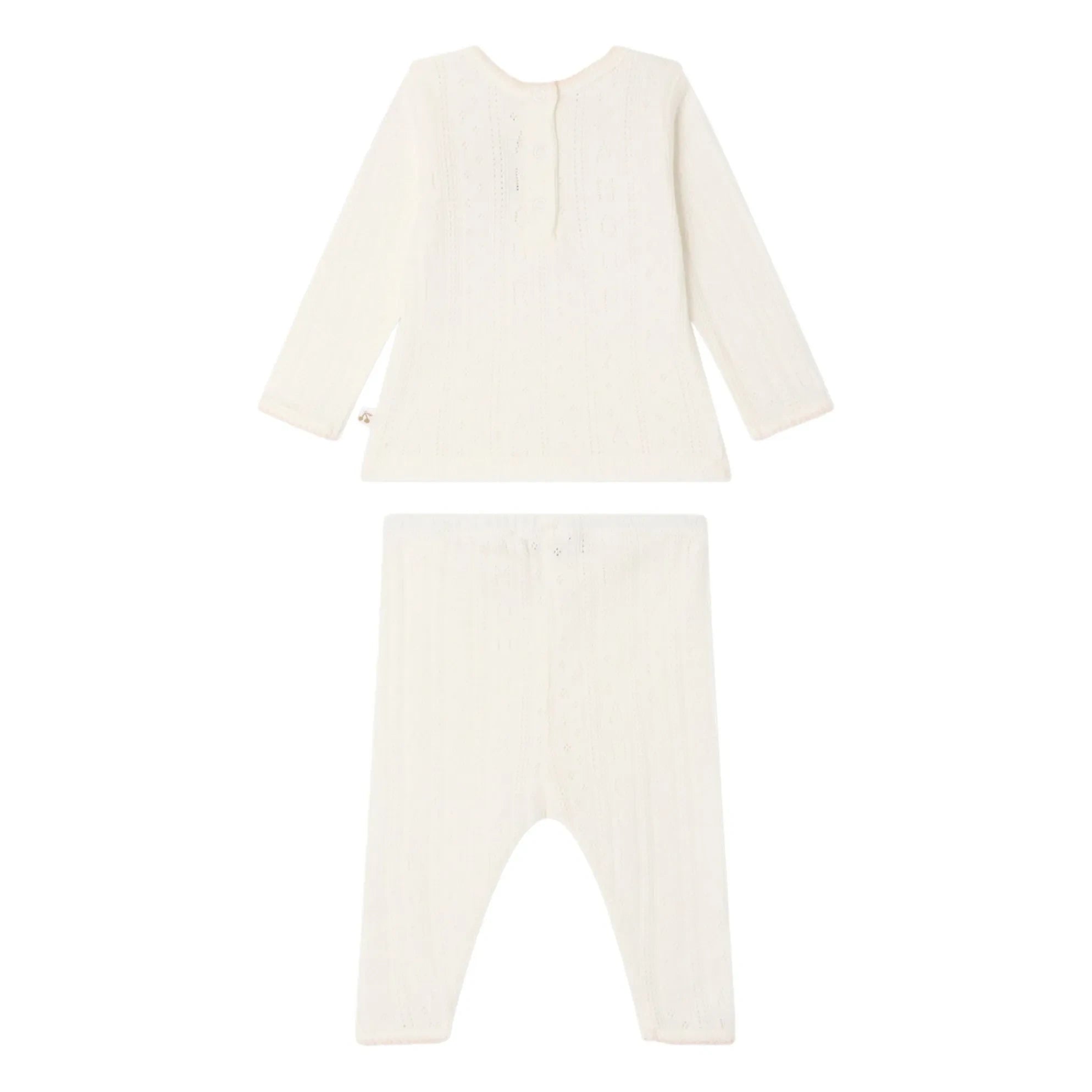 Bonpoint - Leandra Pointelle Set aus Bio-Baumwolle (T-Shirt und Leggings) | Weiß