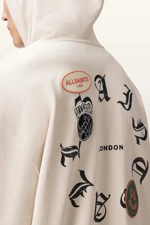 AllSaints капüşonlu, fermuarlı erkek pamuklu sweatshirt PATCHER