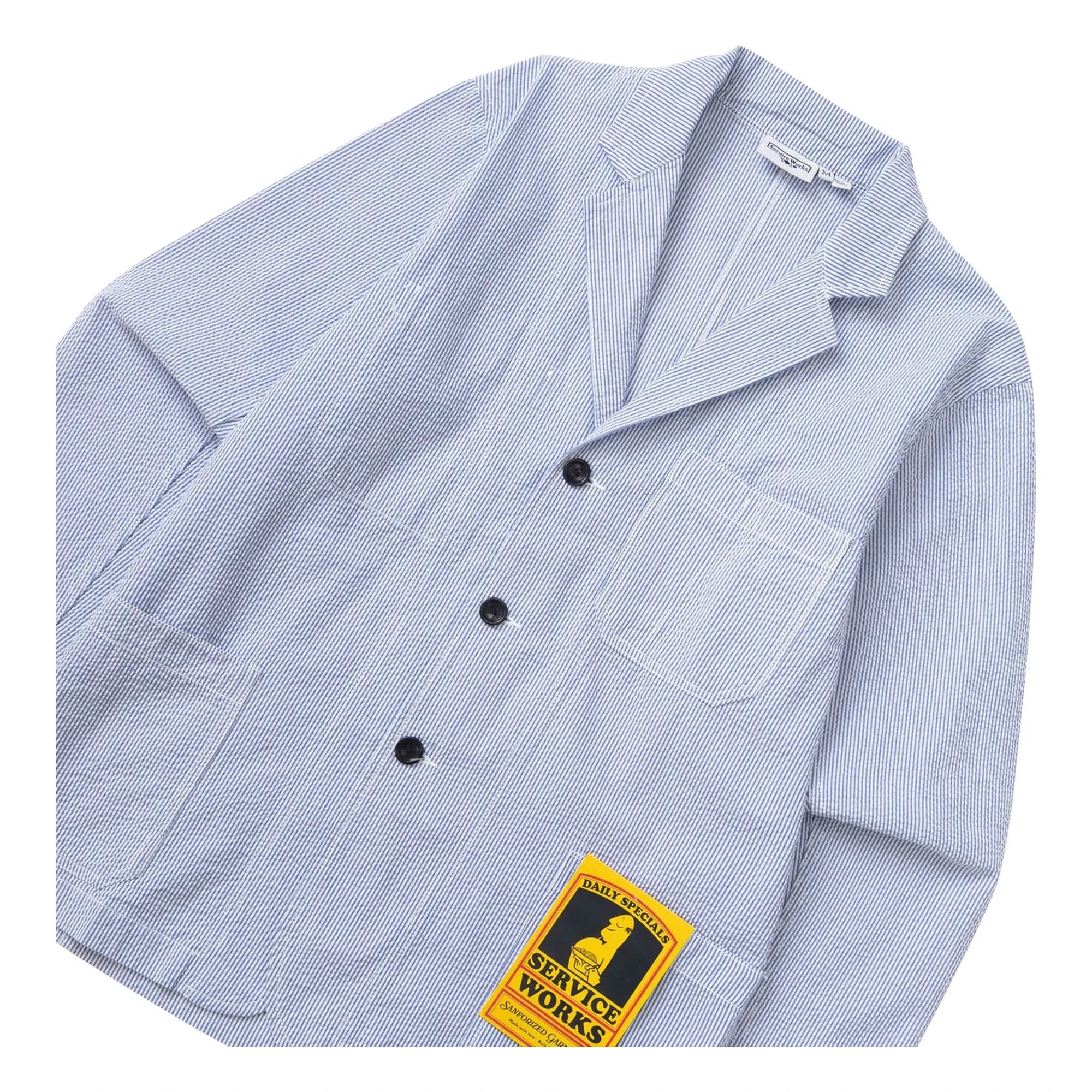 Service Works - Seersucker Gestreifte Jacke | Hellblau