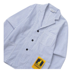 Service Works - Seersucker Gestreifte Jacke | Hellblau