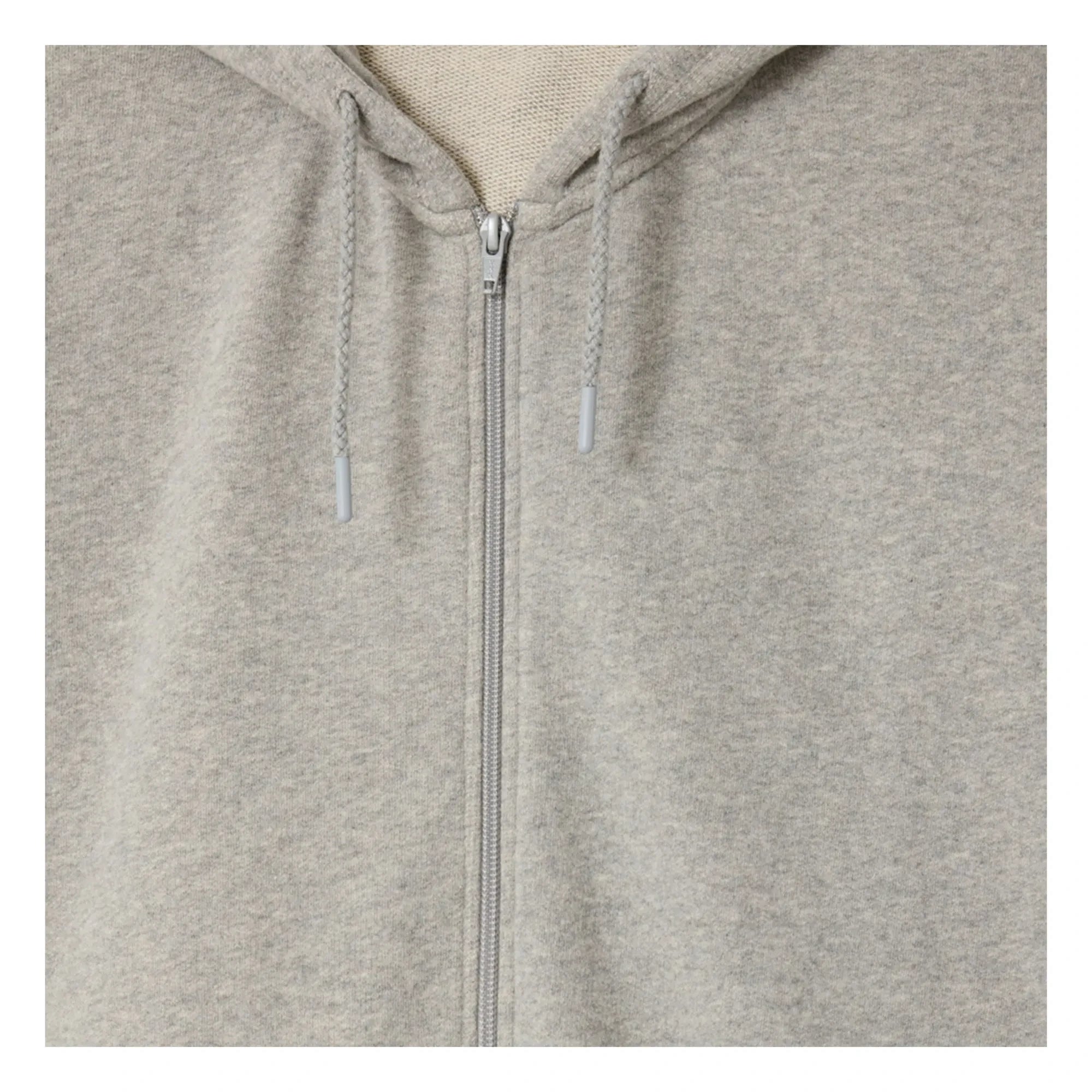 American Vintage - Kapüşonlu Fermuarlı Sweatshirt | Gri Melanj