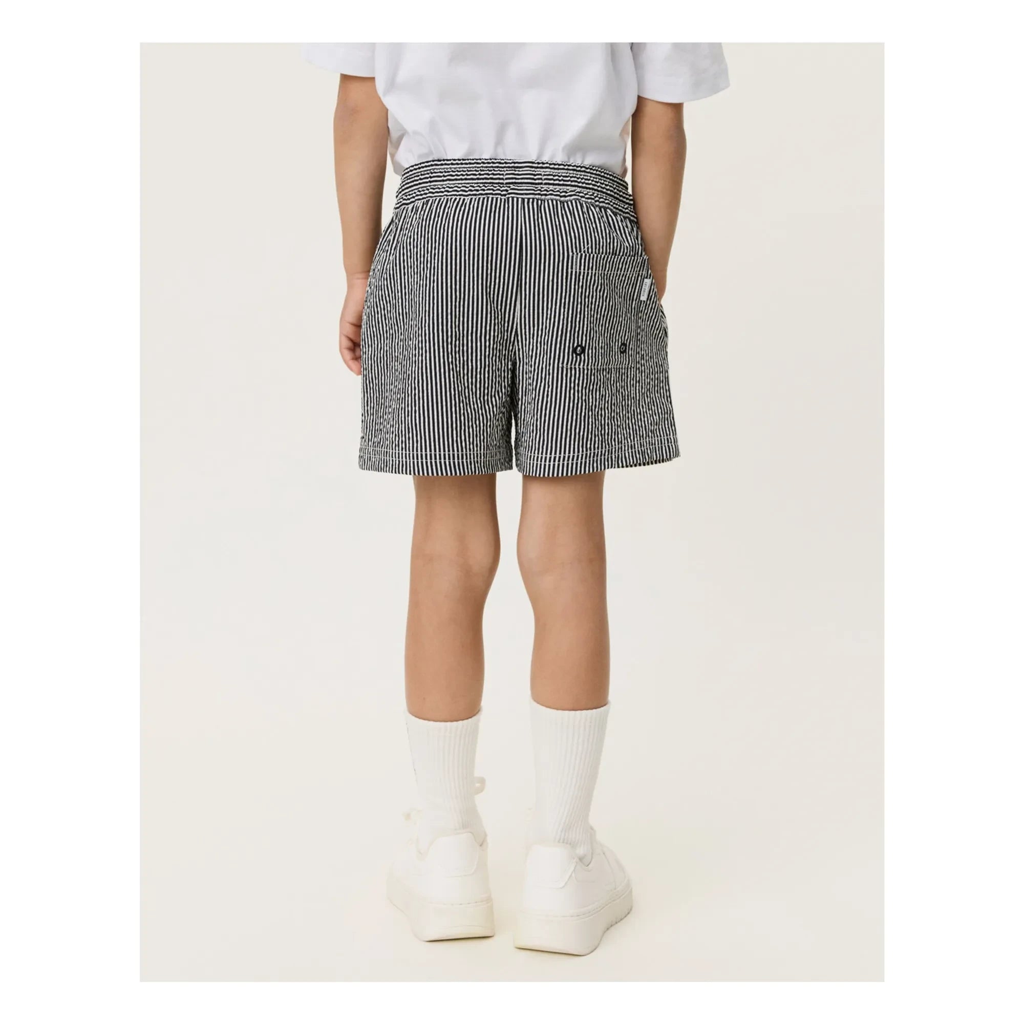 Les Deux - Stan Gestreifte Badeshorts | Schwarz