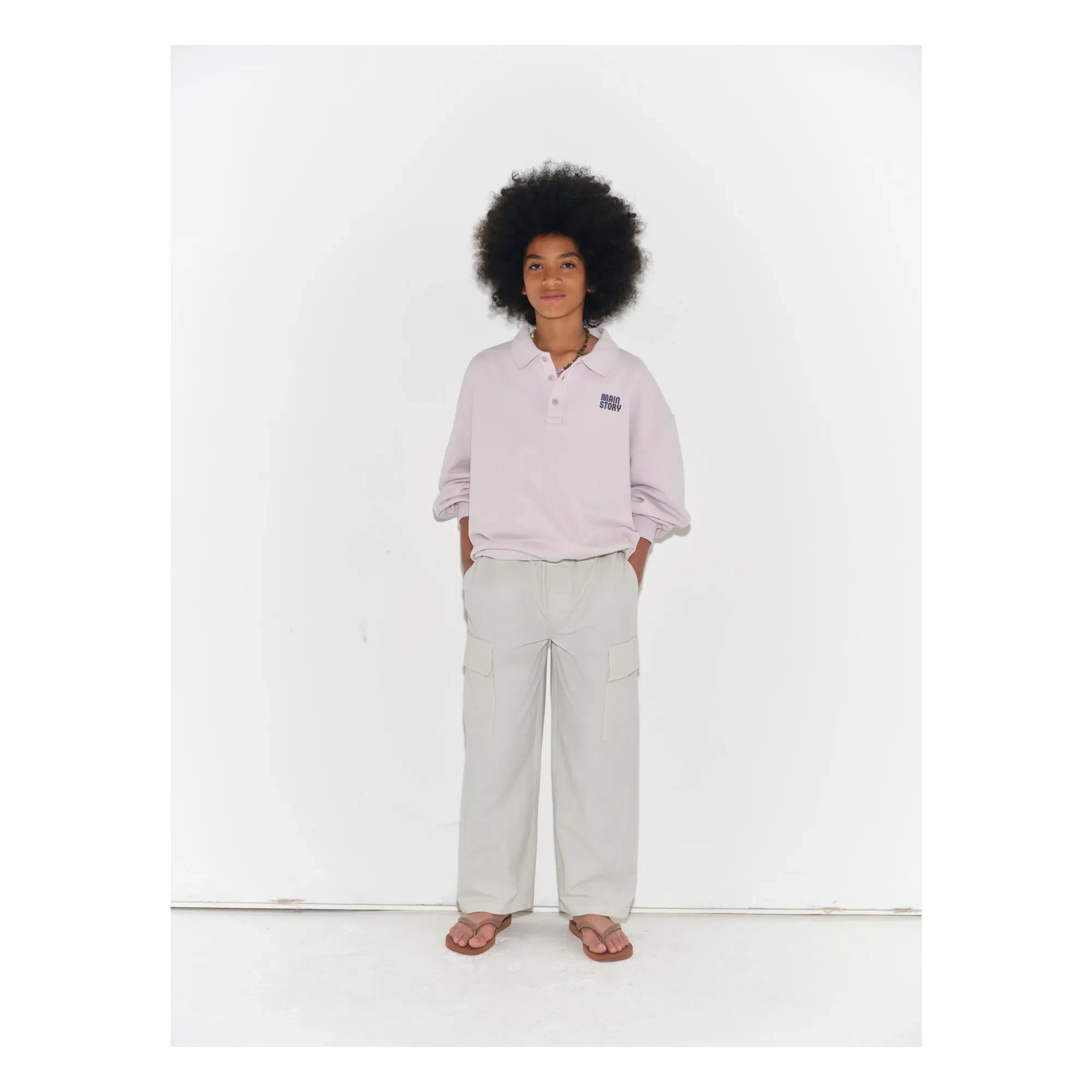 Main Story - Sweat Polo with Logo Organic Cotton | Lavender Gray
