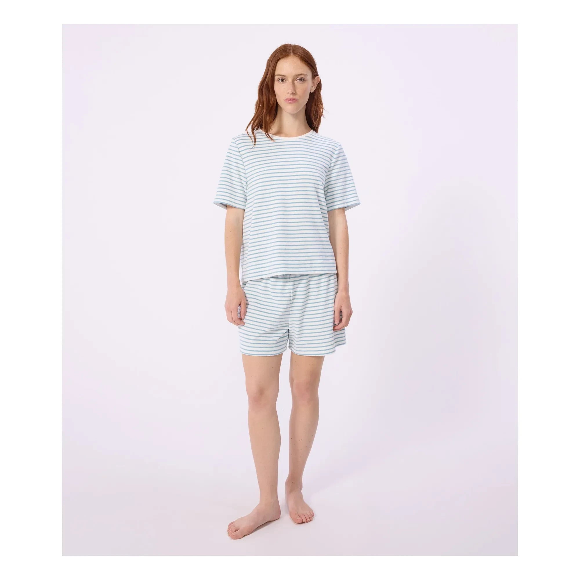 Petit Bateau - Çizgili Havlu Pijama Şortu | Turkuaz