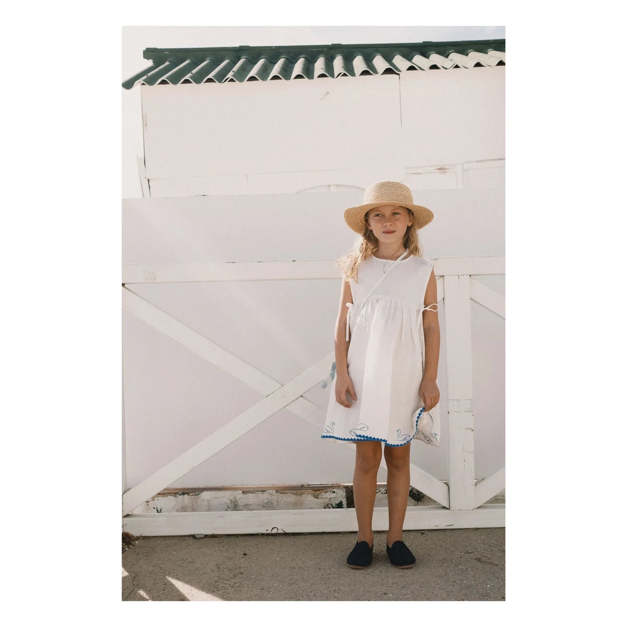 Tinycottons - Swans Keten Elbise | Beyaz