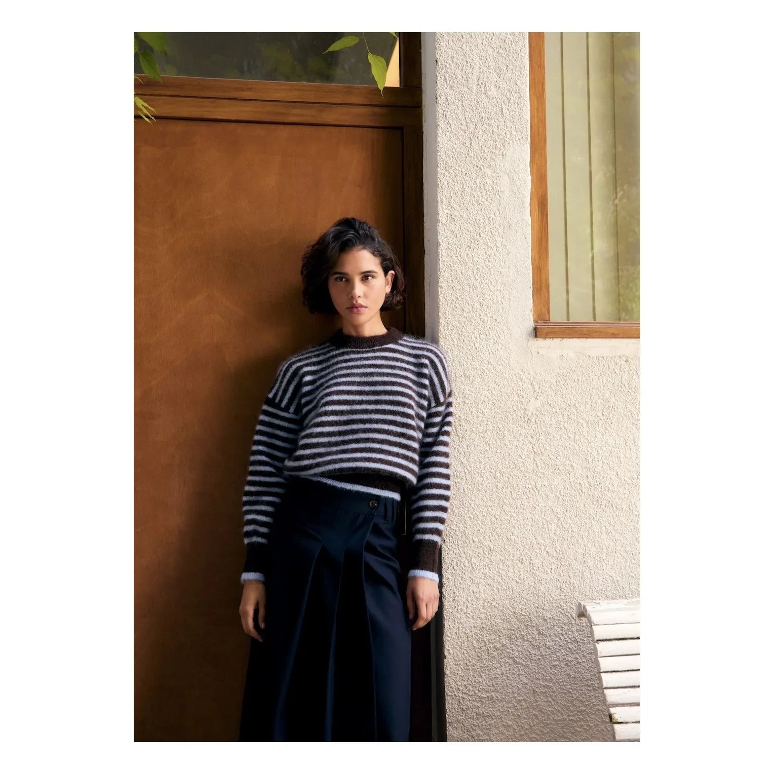 Surprise Paris - Lala Flauschiger Gestreifter Pullover | Schokolade