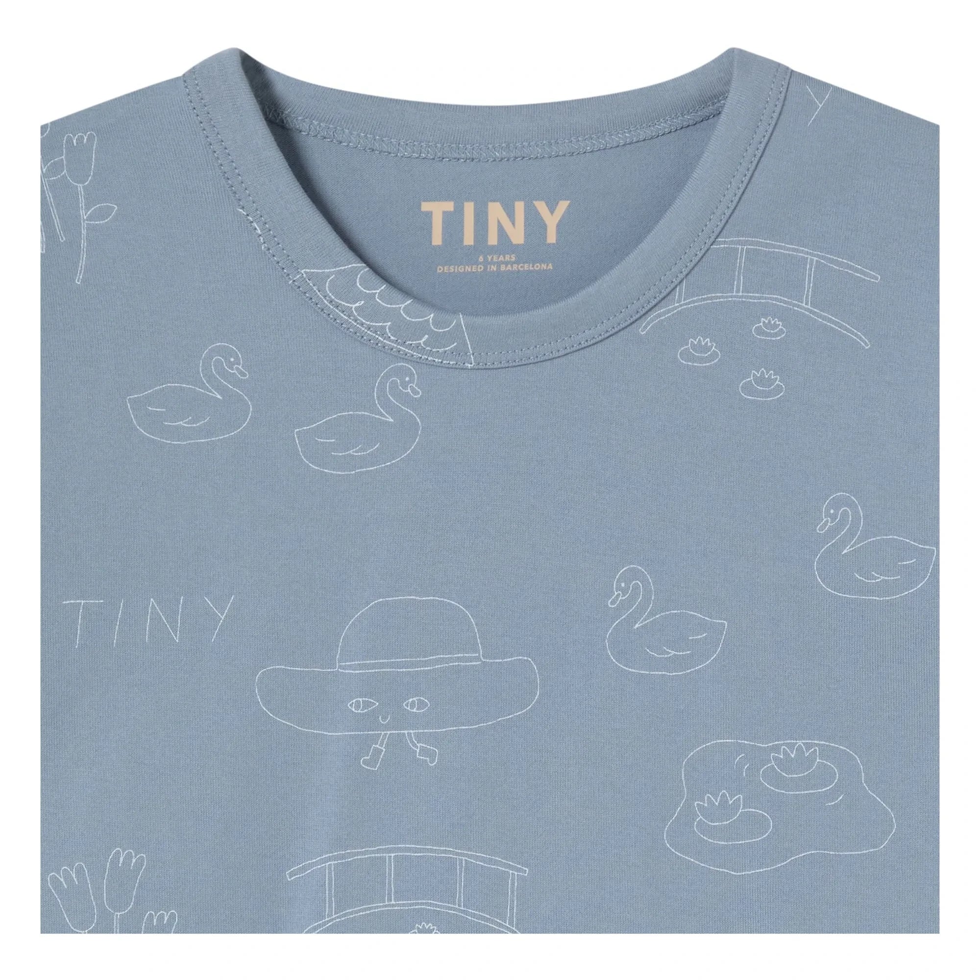 Tinycottons - Tiny swans T-shirt Organik pamuk | Gri mavi