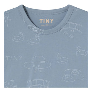 Tinycottons - Tiny swans T-shirt Organik pamuk | Gri mavi