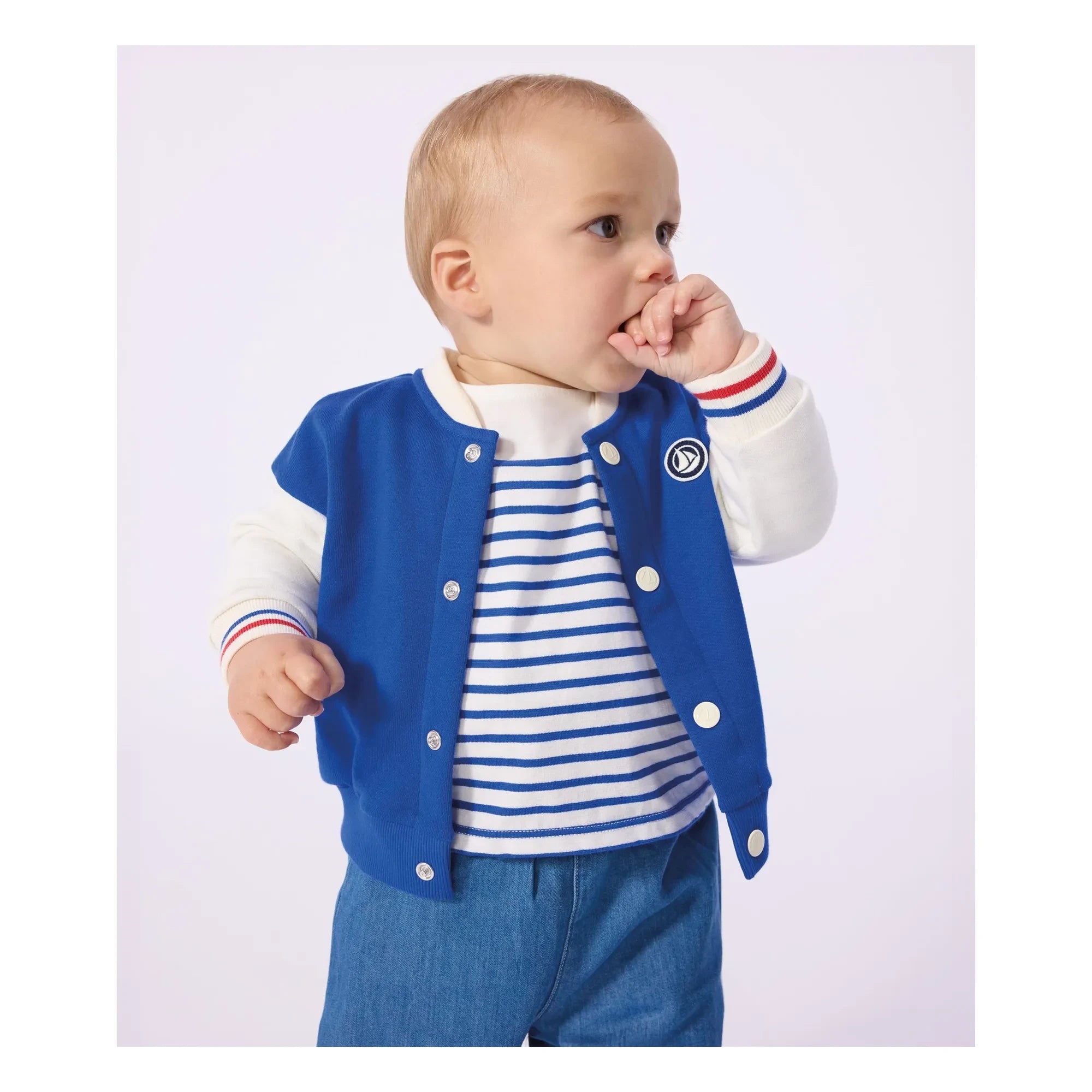 Petit Bateau - Teddy Colorblock ceket | Kraliyet mavisi