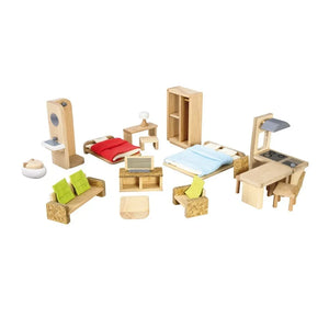 Plan Toys - Çevre dostu mobilyalı oyuncak ev