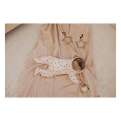 Petit Lem - Çiçekli Ayaklı Pijama Organik Pamuk | Soluk Pembe