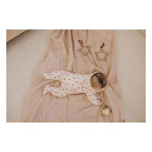 Petit Lem - Çiçekli Ayaklı Pijama Organik Pamuk | Soluk Pembe