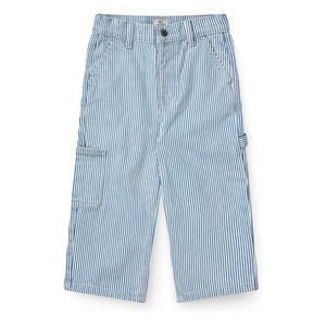 Copenhagen Colors – Gestreifte Cargo Hose aus Bio-Baumwollgabardin | Blau