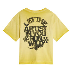 Scotch & Soda – Übergroßes T-Shirt mit Logo-Grafik | Gelb