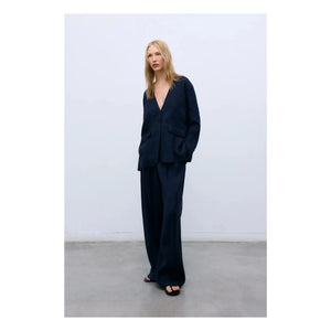 the new society - Blazer Luz Linen | Midnight blue