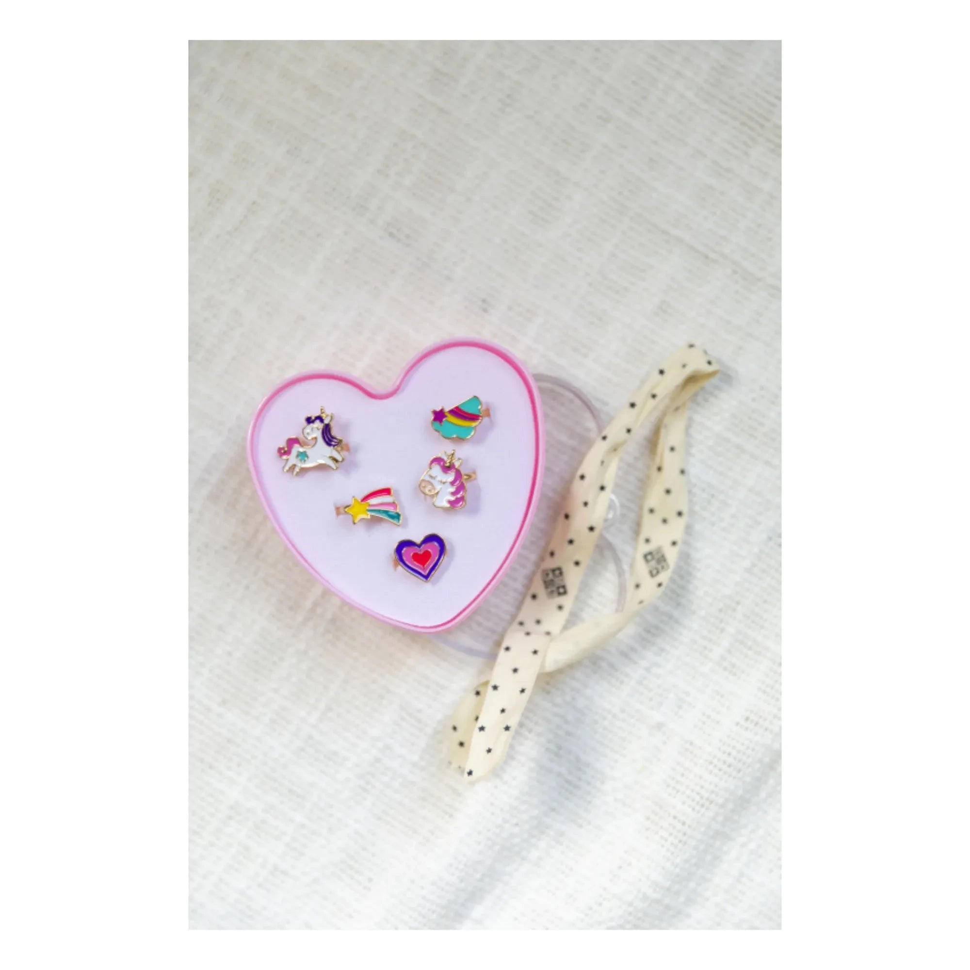 Bonton - Set of 5 Heart Rings | Lilac