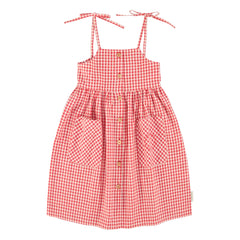 Piupiuchick - Gingham Organic Cotton Maxi Dress | Red