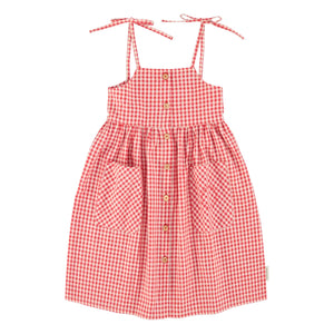 Piupiuchick - Gingham Organic Cotton Maxi Dress | Red