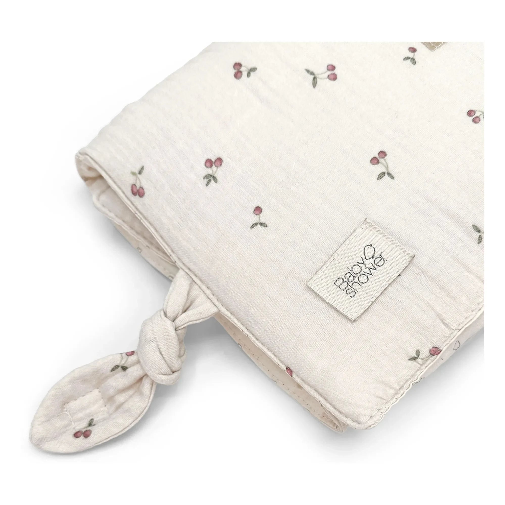 Babyshower - Knot Cherries seyahat alt değiştirme matı | Ecru