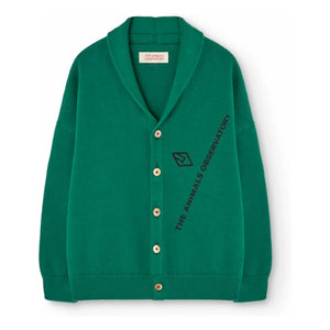 The Animals Observatory - Strickjacke aus Bio-Baumwolle mit Waschbär-Motiv | Grün