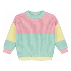 Yuki - Color Block Organic Cotton Sweater | Green Water