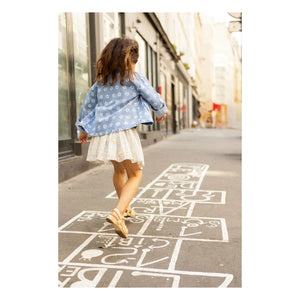 Louis Louise - Floral Brown Denim Jacket | Light Blue