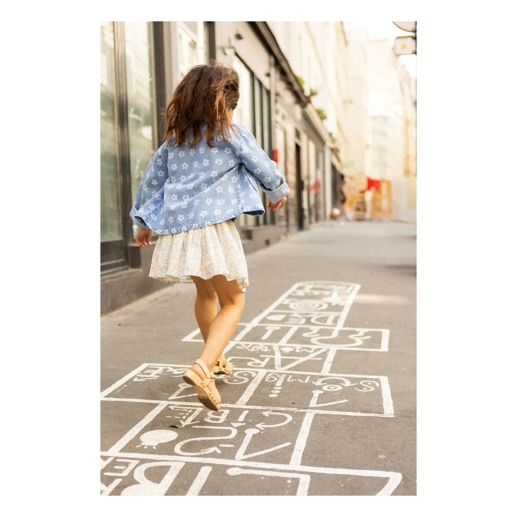 Louis Louise - Floral Brown Denim Jacket | Light Blue