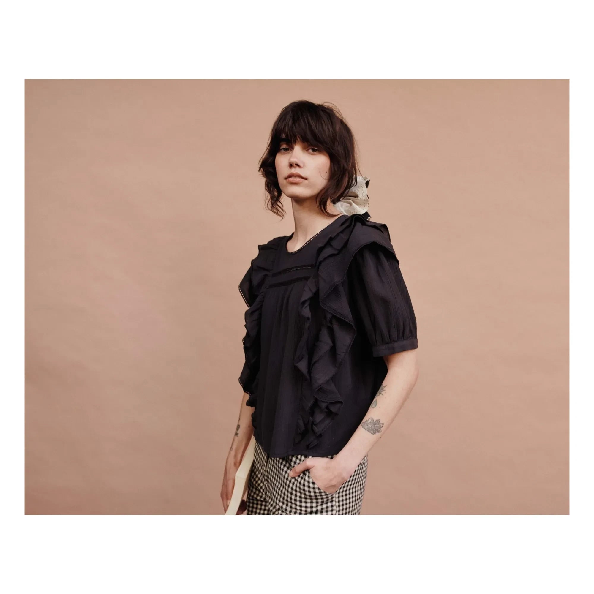 Emile et Ida - Cotton ruffled blouse | Black