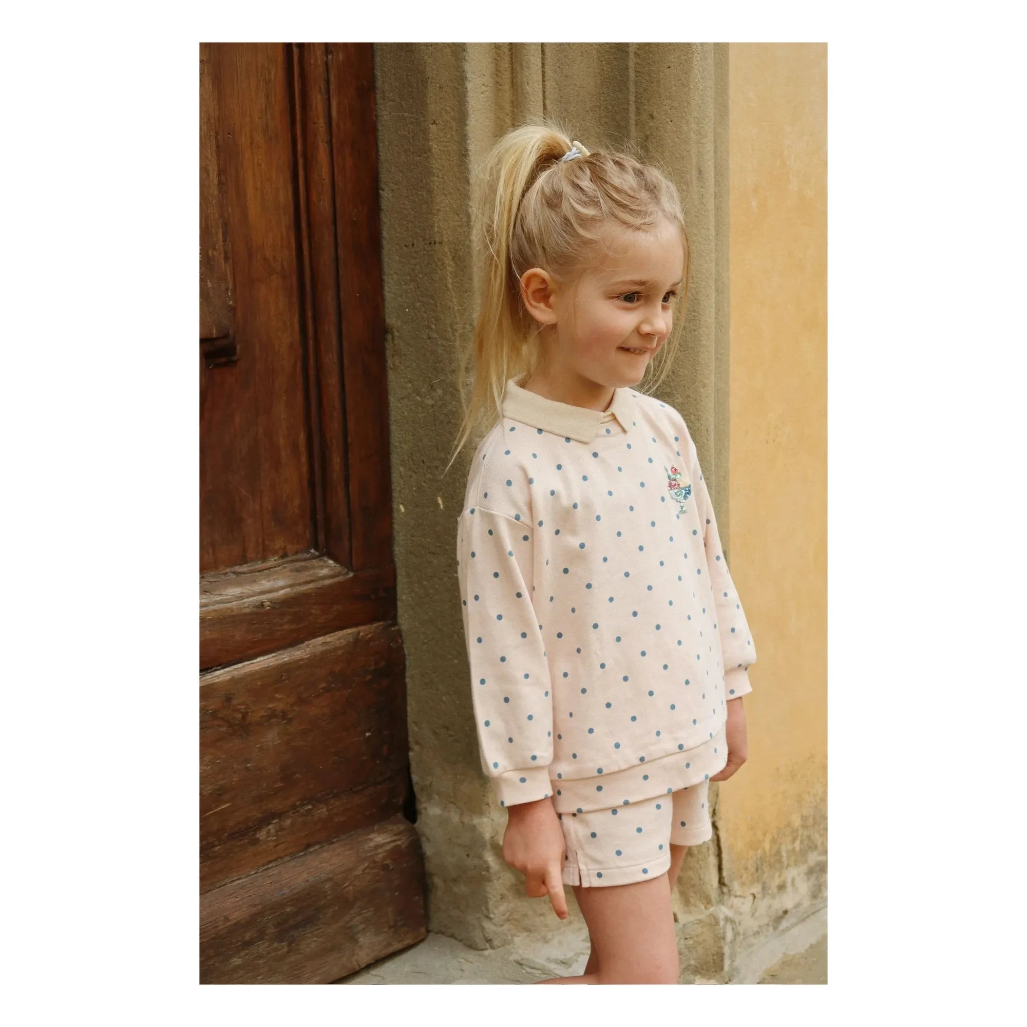 Konges Sløjd - Short Sweatshirt with Polka Dots Organic Cotton | Light Pink