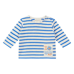 Arsène et Les Pipelettes - Striped Organic Cotton Baby T-Shirt | Blue